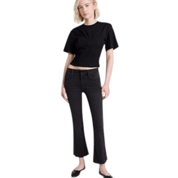 Frame black le crop mini boot cut raw edge jeans size 31 - Picture 2 of 12